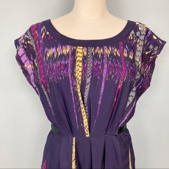 𝅺bebop Cap Sleeve Self Tie Pocket Pleated Dress - Picture 2 of 13